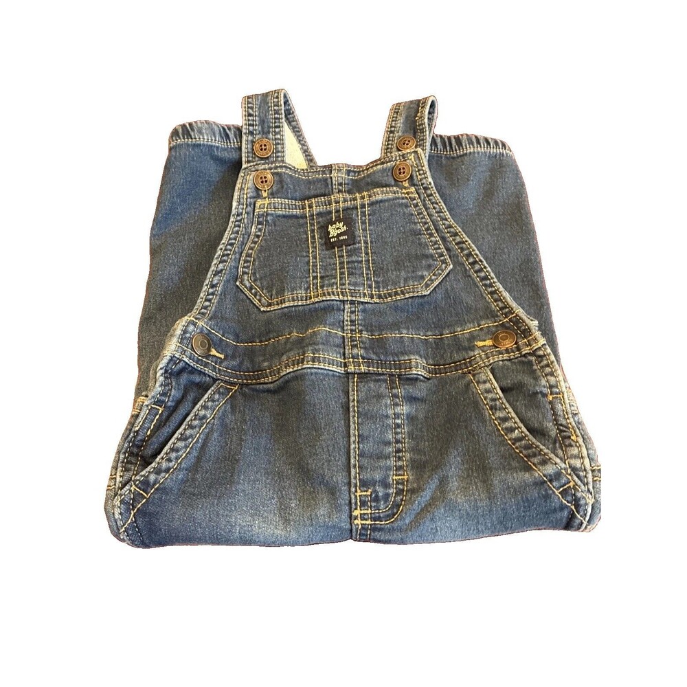 OshKosh baby B'gosh Overalls 24M Blue Denim Vestbak Classic Square Logo Bib